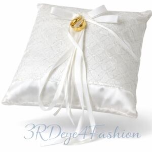 💍 Vintage Satin Ring Bearer Pillow & Faux Wedding Bands 🕊️ Bridal